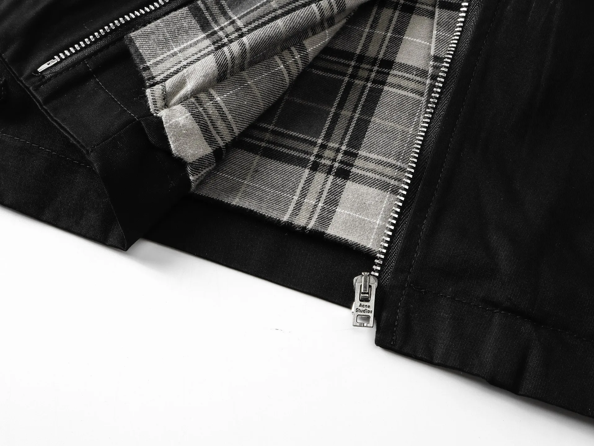 Acne black plaid collar fake two-piece short lapel jacket size: 36 38 40 62